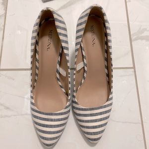 Merona blue and white striped heels